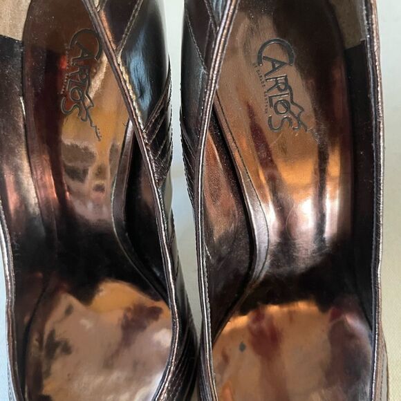 Carlos Santana Casino metallic pewter and bronze stiletto heels pointed toe SZ9M - Picture 9 of 9